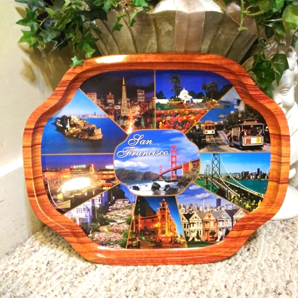 Vintage San Francisco Landmarks Large Metal Souvenir Bar Tray - Picture 11 of 11